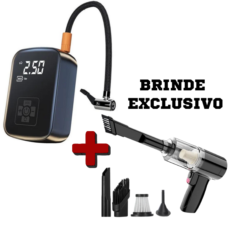 Compressor de AR Portátil + Aspirador de Pó Portátil de BRINDE- (DESCONTO EXCLUSIVO ATÉ 23:59 DE HOJE) - AMERYK