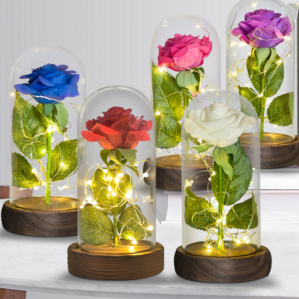 Rosa eterna realista com led - FRETE GRÁTIS - AMERYK