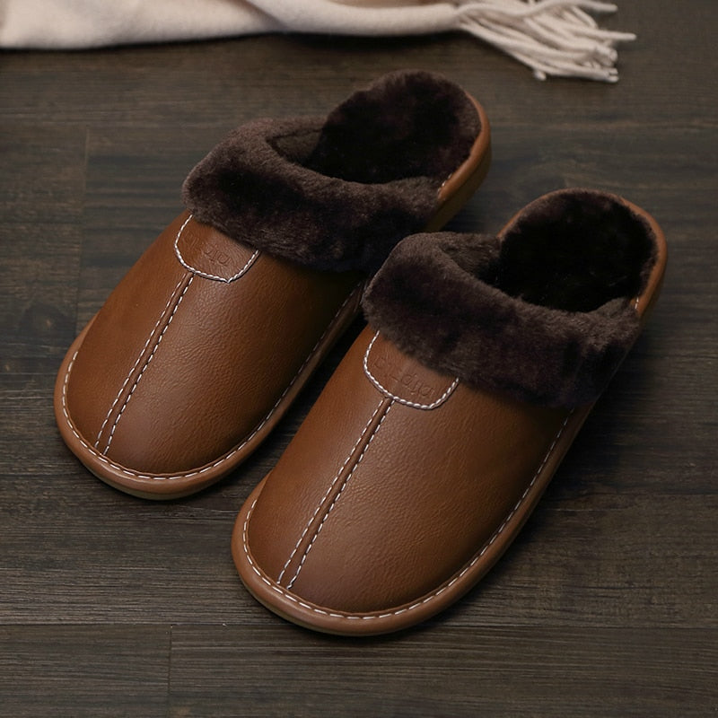 Pantufa de Inverno Masculina de Couro - AMERYK